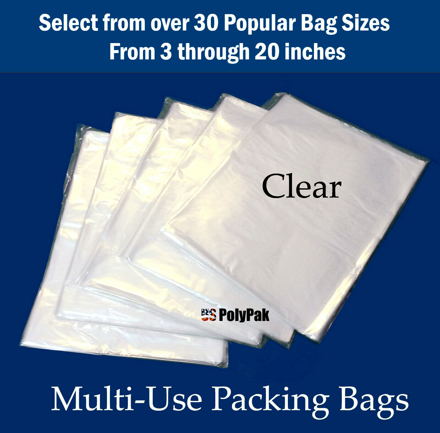100 Clear Clear Poly Bags Large Plastic 1 Mil Flat Open Top